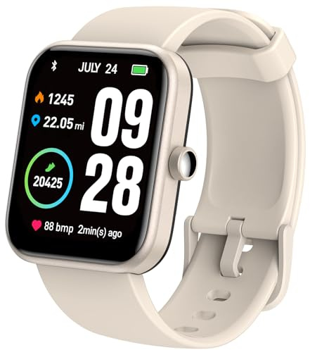 TOZO S2 44mm Smart Watch Alexa Built-in Fitness Tracker with Sleep Monitor,5ATM Waterproof HD Touchscreen for Men Women Compatible with iPhone&Android Champagne