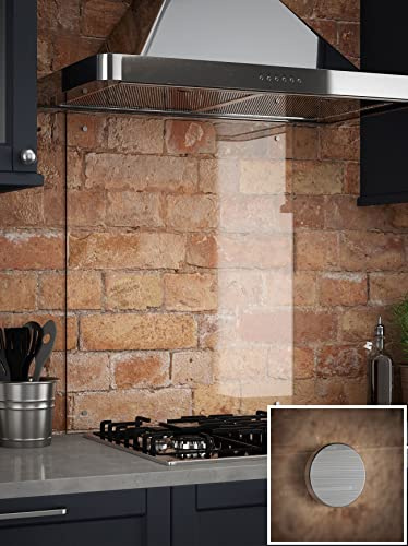 Generic Glass Kitchen Splashback with Fixing, Clear Glass, 600 x 750 x 6mm | Includes pre-drilled holes, a full fixing kit, and sleek chrome caps for quick installation plus a 5-year guarantee.