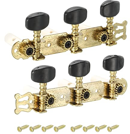 PATIKIL Acoustic Classical Guitar Machine Heads Tuning Keys Pegs String Tuners, Black Buttons, 1 Set