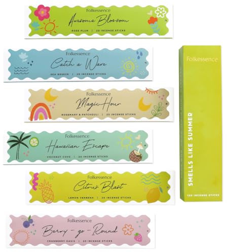 Folkulture Rosmarin-Räucherstäbchen, 6er-Set (120 Incense Sticks) | Zitrone – Sommerlicher Aromatherapie-Duft | 45 Minuten Brenndauer | Meditation & Entspannung