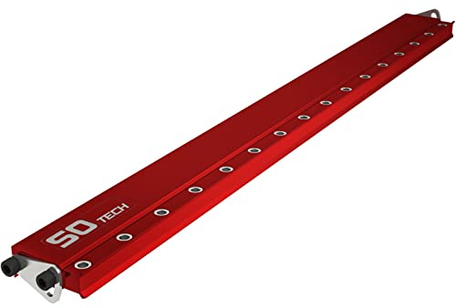 SOTECH Gabarit de perçage de précision en aluminium BS-32-500 (499 x 46,5 x 17 mm) Guide de perçage pour rangées de trous au pas de 32 mm