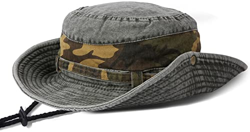 EKMTBJXY Sonnenhut Herren UV Schutz Baumwolle Sommerhut Fischerhut Outdoor Gartenhut Buschhut Wanderhut Boonie Faltbar Safari Hut