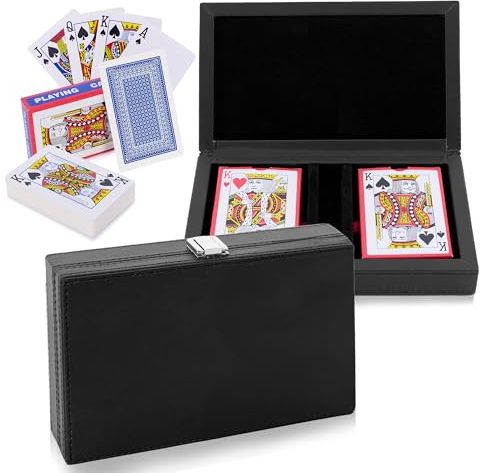 Trendcool Professionelle Poker-Karten, Poker-Deck, Brettspiel mit Kunstlederbox, weißes Poker-Deck (DOB White/White)