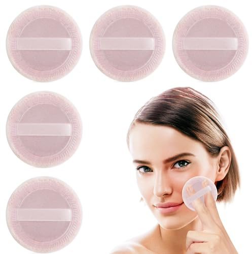 5 Pcs Makeup Powder Puff Washable Cotton Powder Puff Round Powder Puff for Loose Powder Mineral Powder Body Powder Powder Foundation