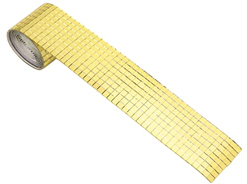 1600 Stück Selbstklebende Spiegel-Mosaik-Blätter, Selbstklebende Spiegel-Mosaik-Blätter, Silberne Spiegel-Mosaik-quadratisches Glas Zum Basteln, Glasfliesen-Aufkleber für Heimdekoration,(Gold)