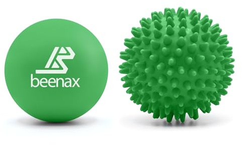 Beenax Lacrosse & Hard Spiky Massage Ball Set - Trigger Point, Myofascial Release, Plantar Fasciitis, Deep Tissue, Muscle Relief, Yoga, Pilates, Physio, Rehab - Relieve Stress and Relax Tight Muscle