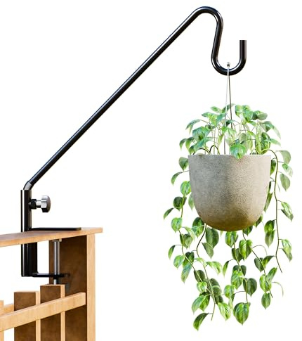 IDZO Support de mangeoire à oiseaux pour balustrade, crochet de terrasse de 45,7 cm pour mât d'alimentation à oiseaux, durable à 3 couches avec revêtement en poudre et robuste en 1 pièce en acier
