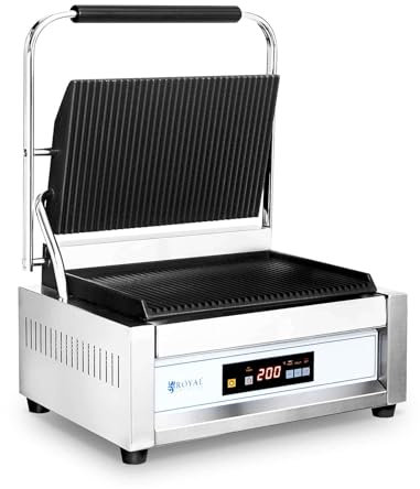 Helloshop26 Machine à panini Grill Appareil Toaster croque-Monsieur Professionnel Professionnelle 2 200 Watts 50-300 °c Acier Inoxydable 14_0004015