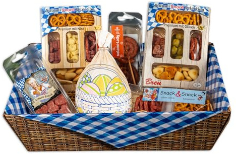 WURSTBARON® Geschenkkorb Salamiklassiker, Wurstrkorb mit Salami und Snacks, mit ca. 600g