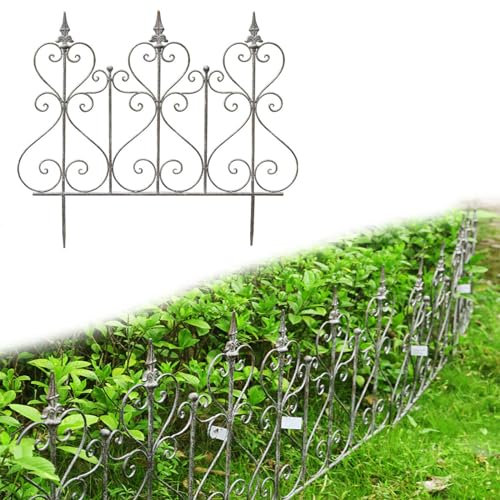 DECORN Clôture de Jardin Décorative en Métal 32,2 de Large X 57,6 de Haut (2 Panneaux, Longueur Totale 5,4 Pieds), Clôture de Barrière Animale en Métal de Ferme pour Chien, Clôture Paysagère