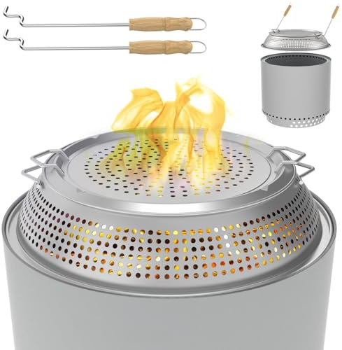 Funkenschutz für Soloofen Bonfire 49,5 cm Edelstahl Feuerstelle Spark | Für Solo Stove Bonfire 2.0 & 1.0 Outdoor Backyard Party, Protector Screen für Solo Stove Lagerfeuer mit zwei Gildenstäben