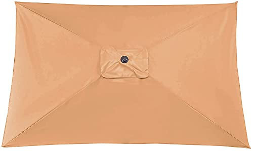 Ombrellone rettangolare di ricambio per patio, 3 x 2 m, colore cachi, 6 braccia, per giardino, spiaggia, balcone, piscina, ombrellone da esterno