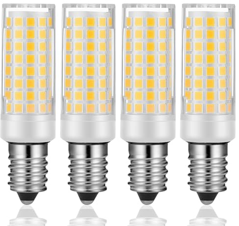 KUNKA Ampoule LED E14 culot 5W,50W équivalente à une ampoule halogène AC220V-240V pour réfrigérateur, hotte aspirante, machine à coudre, lampes de table, suspensions (Blanc Chaud 3000k, Lot de 4)