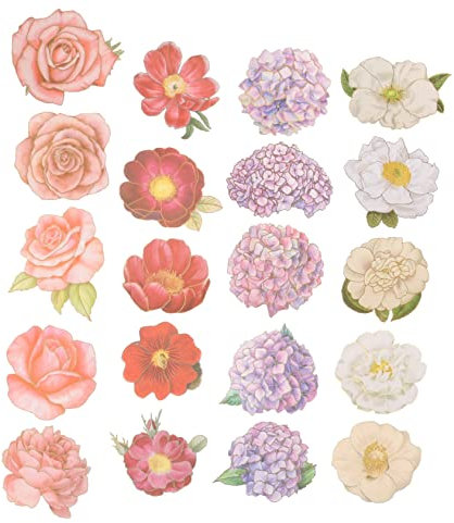 NUOBESTY 40blätter Große Blumenaufkleber Scrapbooking Sticker Pflanzen Für Diy Handaccount Album Dekoration Hochwertige Kunststoffmaterialien Geeignet Für Kalender Karten Geschenkverpackung