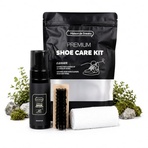 Maison de Sneaks Sneaker Reinigungsset | Reinigungsschaum mit Premium-Bürste & Tuch | Tiefenreinigung für weiße Sneaker | Effektiv gegen Schmutz, Flecken & Gerüche | Ideal für alle Materialien
