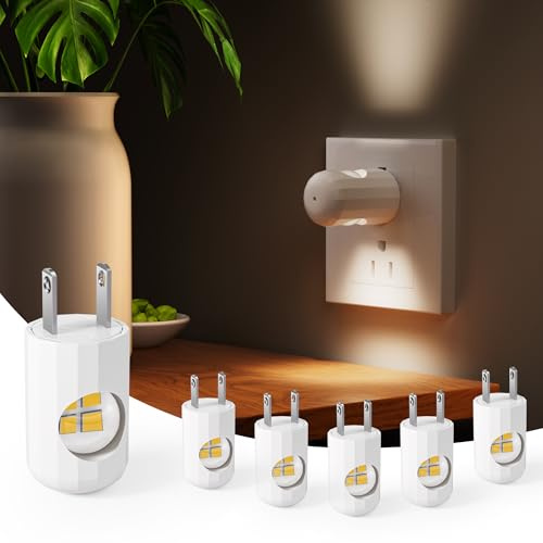 GEPLAD 6-Pack LED Night Light Plug-in Wall Outlet Light,2700K Warm White, Ambient Lighting for Bedroom, Bathroom, Nursery, Hallway, Kitchen