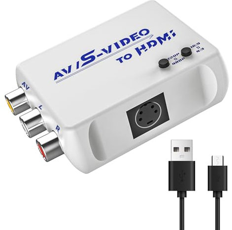 FeiEVER RCA S-Video-zu-HDMI-Konverter, AV-zu-HDMI-Konverter, unterstützt Auflösung 720P/480 Umschaltung, Bildschirm 4:3/16:9 Umschaltung.