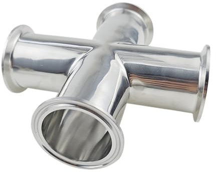 1pc 19/25/32/38/45/51mm Pipe ODx1.5/2/2.5/3/4 Tri Clamp Cross 4 Ways Splitter Stainless Sanitary Fitting Beer Wine(45mm x Ferrule 64,SUS316L)
