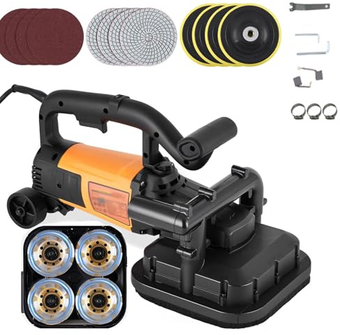 4 Head Concrete grinder Set, 4 Concrete Surface Grinder Floor Grinder, 3800W 0-6000RPM Concrete Surface Planer with Dust Extraction Shroud, Concrete Sander for Grinding Concrete Cement Marble