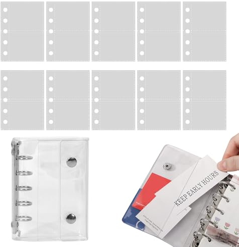 Anteckningsbokspapper PVC transparent skydd 5 ringar | lösa blad fyllare anteckningsblock papper 10 ark | Samlingshantverk för resor konst fest födelsedag bilresa flygplan scrapbooking