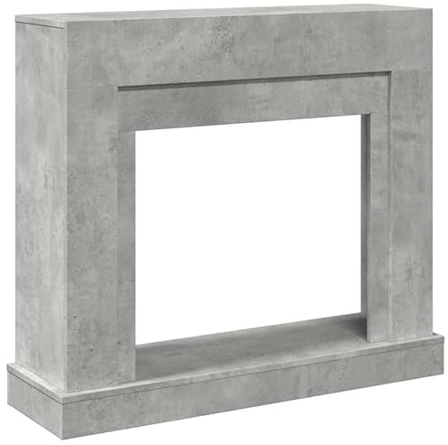 Borde de chimenea de madera gris hormigón 100 x 30 x 87,5 cm – Accesorios para chimeneas y estufas de leña – duradero y elegante para un ambiente acogedor