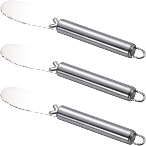 Angoily Lot 3 Pièces Couteaux à Beurre en Acier Inoxydable Spatules Multifonctions pour Étaler Fromage Confiture et Gâteau Ustensiles Portables pour Sandwichs et Pâtisseries Usage
