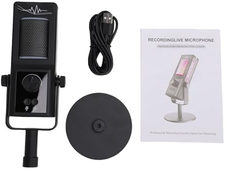 Drfeify USB Condenser Microphone Professional Live Streaming Noise Reduction for Gaming Karaoke Stand ABSS Black