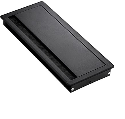 Tapa Pasacables,Pasacables de Mesa Pasacables Rectangular de Aleación Aluminio para Escritorio, Tapa con Cepillo para Ordenar Cables Ordenador(Black)