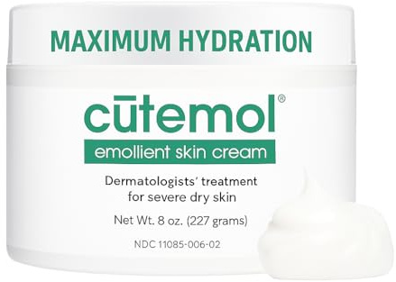Cutemol Emollient Moisturizing Cream - Serious Moisturizer Lotion Balm for Recovering Dry, Damaged Skin - Hydration for Cracked Hands and Feet, Eczema, Psoriasis, and Raw Skin (8 oz)