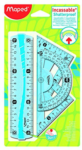 Mapped 244069 - 4 Pz - Mini Kit, Transportador de ángulos, cuadrados y líneas