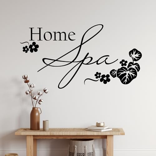 GRAZDesign Wandtattoo Home Spa mit Blüten für Bad Maritime Türaufkleber Fliesenaufkleber - 76x40cm / 071 grau