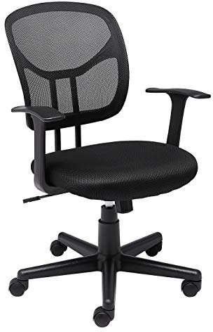 Amazon Basics Breathable Mesh Mid-Back Office Desk Chair with Armrests, Lumbar Support, 360-Degree Swivel, Adjustable-Height, Black