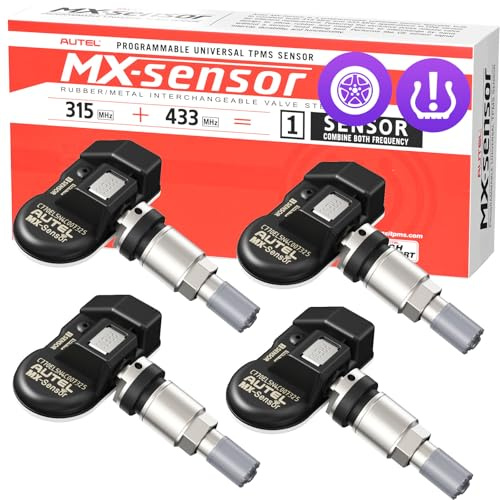 Autel TPMS Sensor MX Sensor, Tire Pressure Sensor Dual Frequency (315MHz + 433MHz), Press-in OE Sensors Programmable by TS408S TS508 TS508WF TS608 MP900TS MS906PRO-TS (Metal Valves, Set of 4)