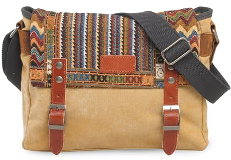 FANDARE Retro Bolso de Hombro Hombres/Mujeres Negocio Cambiar Crossbody Bolsa al Aire Libre Viaje Camping Gran Capacidad Bolsa de Mensajero Transpirable Lona, Verde, Large, Mochila de Ocio