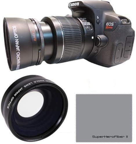 HD Optics - Objetivo gran angular profesional HD de 58 mm 0,43 x Canon EOS Rebel 77D T7i T6s T6i T6 T5i T5 T4i T3i T3 SL1 1100D 700D 650D 600D 550D 1100D 1200D 1300D SL2 XT XTI XS XSI ELAN