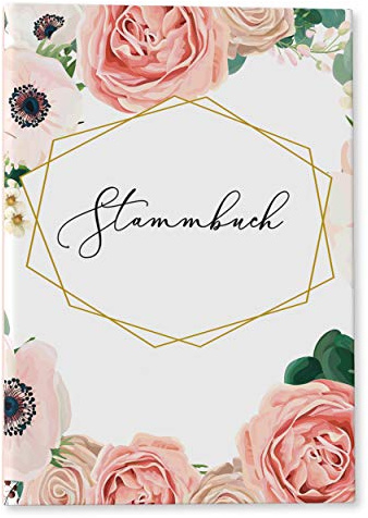 DeinWeddingshop Stammbuch der Familie - modernes Familienstammbuch - Hochzeit Standesamt - Hardcover 16x21cm (Modern Floral Boho)