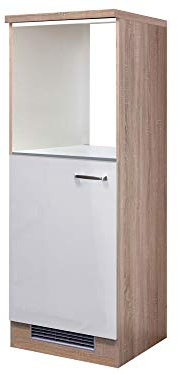 Flex-Well Demi-Geräteumbauschrank für Backofen+Kühlschrank 60cm Hochglanz Weiß Sonoma Eiche - Valencia