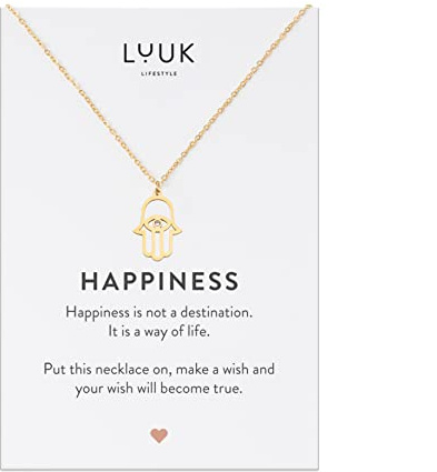 LUUK LIFESTYLE Damen Halskette mit Anhänger, Edelstahl, 50cm verstellbar, wasserfest, Geschenk für Freundin, Mutter, Frau, Schwester, Glücksbringer, Silber|Gold|Roségold