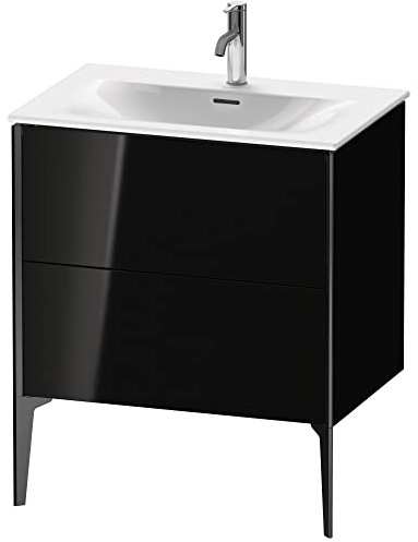 Duravit XViu 4301 Waschtischunterbau stehend, 2 Auszüge, für Waschtisch Viu 234473, 710x480 mm, Farbe (Front/Korpus): schwarz matt/schwarz Hochglanz - XV43010B240