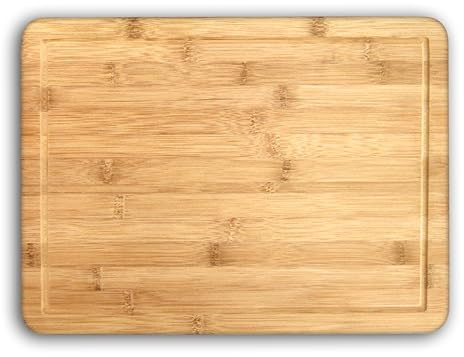 Premium Bamboo Chopping Board. 35cm x 25cm x 1.6cm, Wooden Cutting Boards for Kitchen with Juice Groove