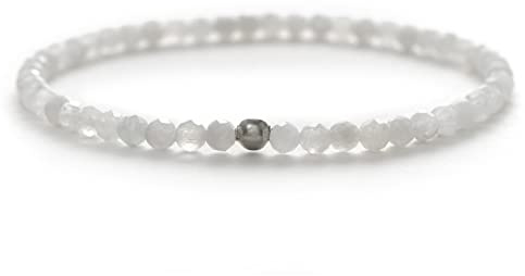 BERGERLIN Naturstein Perlenarmband Damen Herren, facettiert 4mm, Silber | Feines Naturstein Armband Damen 4mm facettiert: 925 Silber, echte Heilsteine – vom deutschen Prüflabor bestätigt.