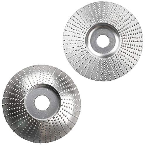 2 pezzi di dischi da taglio per smerigliatrice angolare, dischi per molatura e sagomatura del legno (disco per lucidatura ad arco + disco per lucidatura piatto) argento.