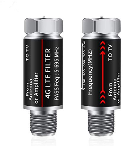 2Pcs LTE Filter Improves Antenna Amplifier Signals - LTE Filter for TV Antenna Signal Purifier,4G Filter Reduce Interference from Cell Phones Towers（ Frequency Range 5-699Mhz ）