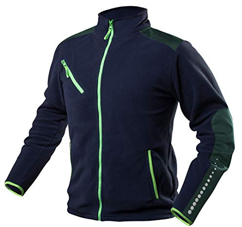 NEO TOOLS Herren Fleece Arbeitsjacke mit Cordura Blau/Schwarz Gr. S-3XL | Premium Fleecejacke, Für Männer mit Reflektierenden Elementen, Warme und Leichte Strickfleecejacke, Neoneinsätze
