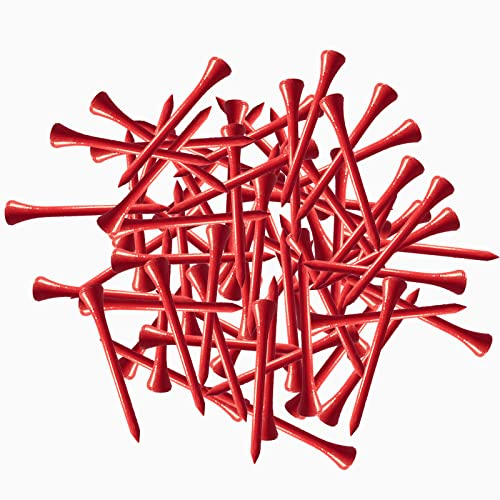 LOVMEAD Golf Tees Bambus 83mm Set Wert 120 Stück, Lang Holz Golftee Hartholz Driver Range Rot, Langlebiger Lignum Tee Zubehör Packung 2-1/8 2-3/4 3-1/4 (83mm)