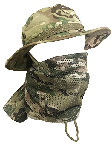 QMFIVE Taktische Boonie Hut Schal Unisex Camouflage Abgerundete Hut Fischer für Tactical Airsoft Paintball Aufstieg Camping (A-MC)