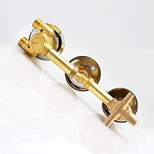 3 Boutons Laiton Mitigeur Inverseur Thermostatique Robinet Douche Contrôle La Température Vis Filetée/Intubation 2/3/4/5 Voies, Cartouche Laiton, Thermostat Automatique (Intubation 3 Sortie)