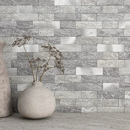 BeNice Mosaikfliese Klebefliesen Fliesenaufkleber Selbstklebend Grau 10
