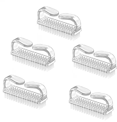 CHAOYUELYF 5 Pcs Nail Brushes For Cleaning Nails Transparent Nail Dust Brushes Handle Nail Scrubbing Brushes for Toes and Nails Cleaning