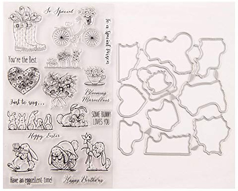 Tier Stempel und Stanzschablonen Set,Klar Silikonstempel und Stanzen Set,Metall Prägeschablonen Stanzmaschine Weihnachts Stanzformen Schablonen und Clear Stempel für DIY Scrapbooking, Kunsthandwerk